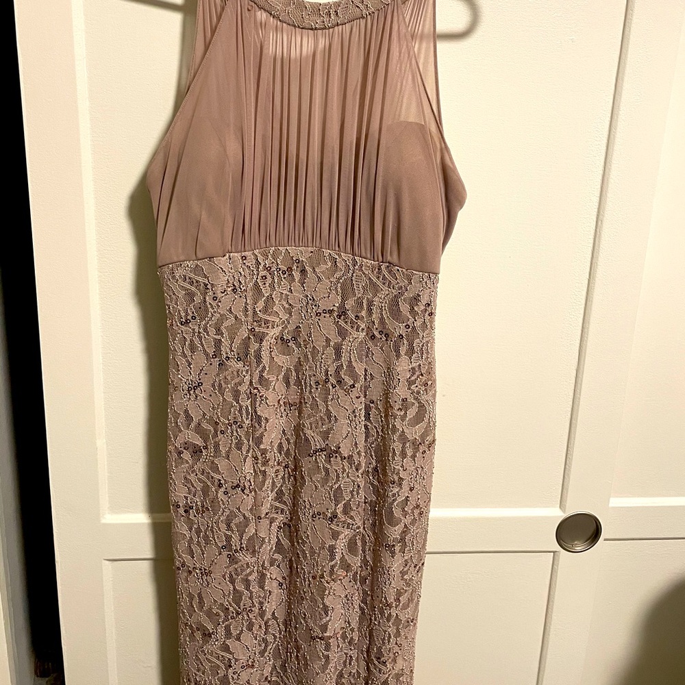 Long Formal Sheer and Lace Dress